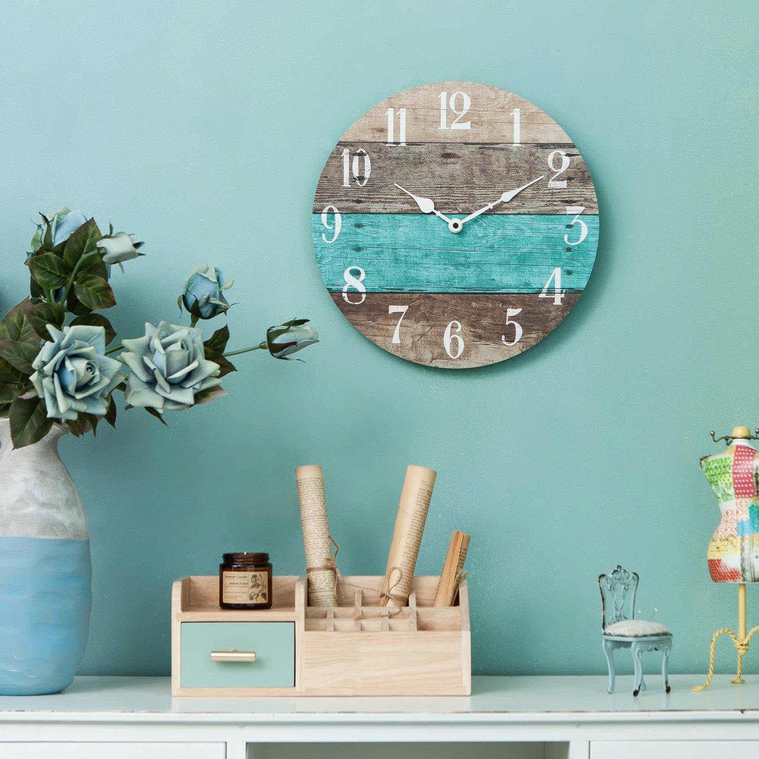 Coastal Wooden Round Wall Clock - Nikky Home