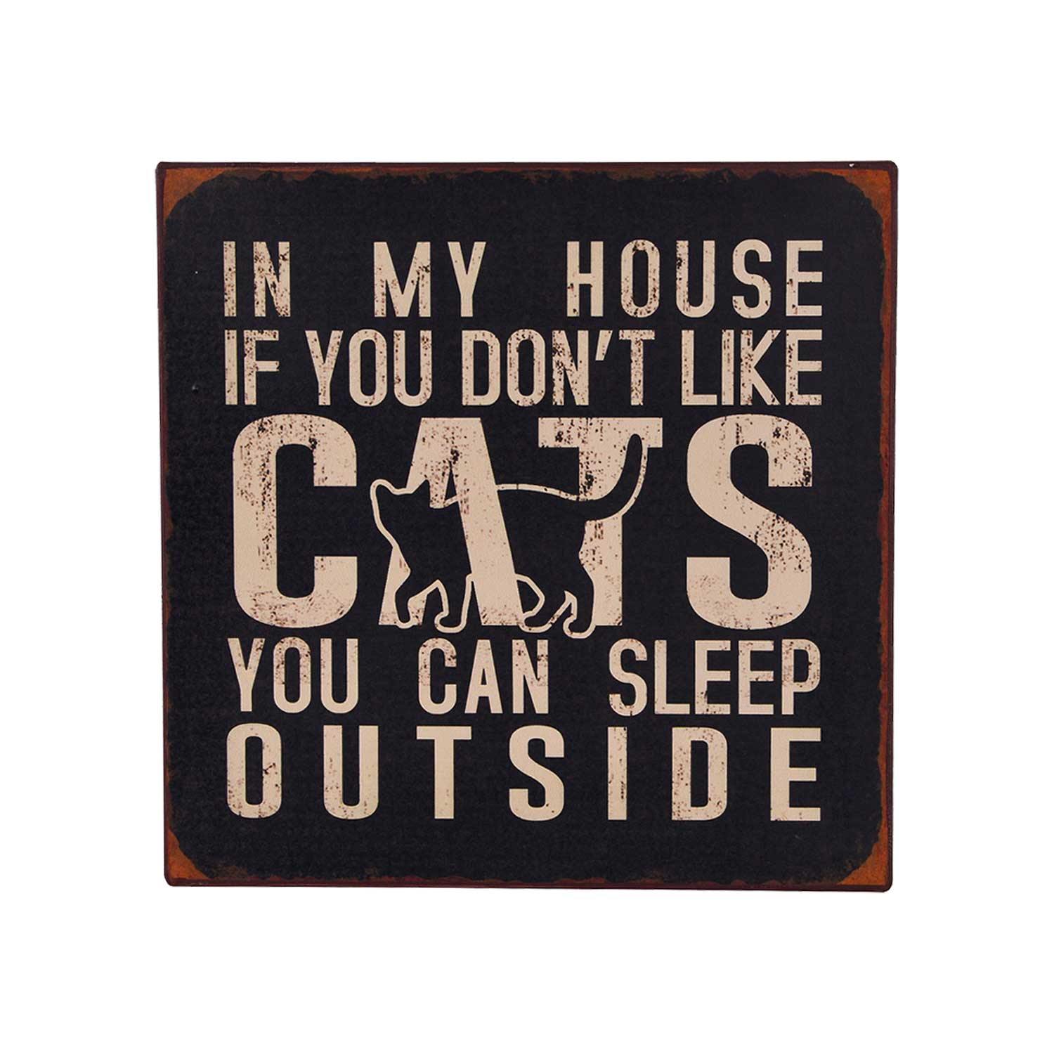 Distressed Cats Wall Sign - Nikky Home