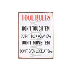 Tools Rules Wall Sign Decor - Nikky Home