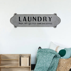 Wood Framed Metal Laundry Sign - Nikky Home