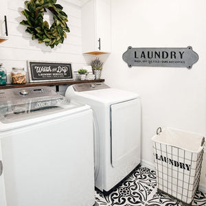 Wood Framed Metal Laundry Sign - Nikky Home