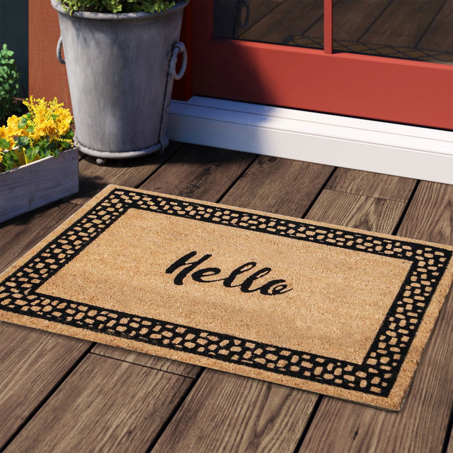 Hello Doormat With Border - Nikky Home