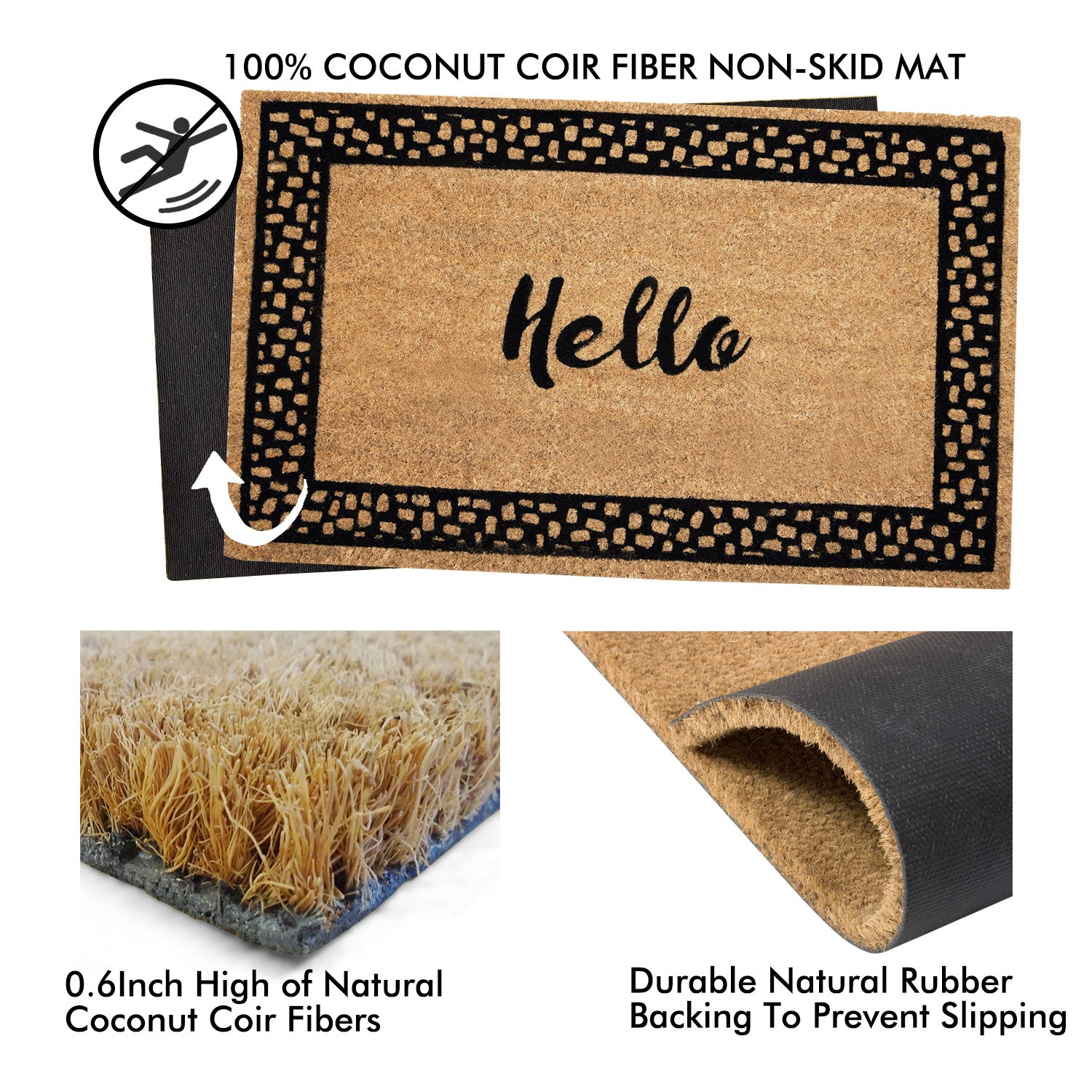 Hello Doormat With Border - Nikky Home