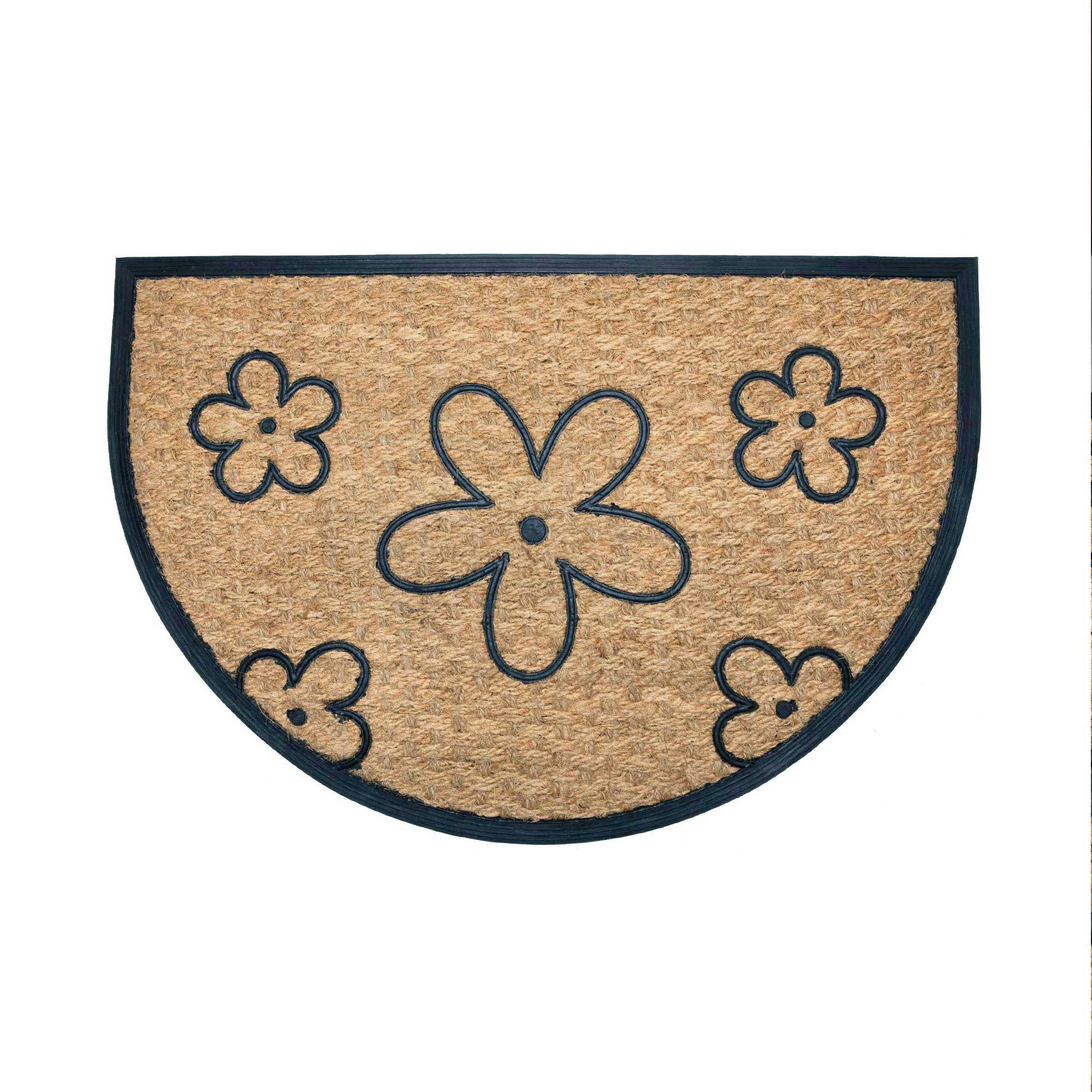 Doormat In A Semicircle With Flowers Design - Nikky Home