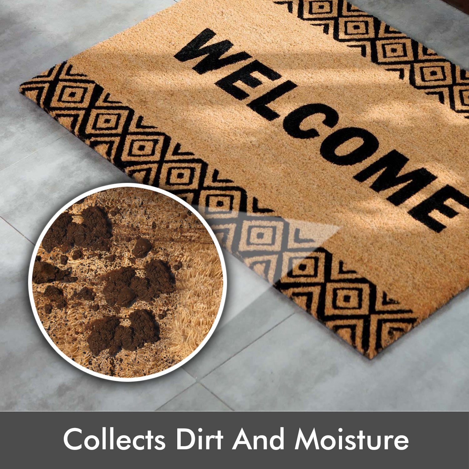 Welcome Doormat With Square Patterns - Nikky Home