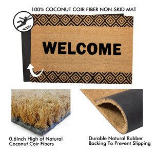 Welcome Doormat With Square Patterns - Nikky Home