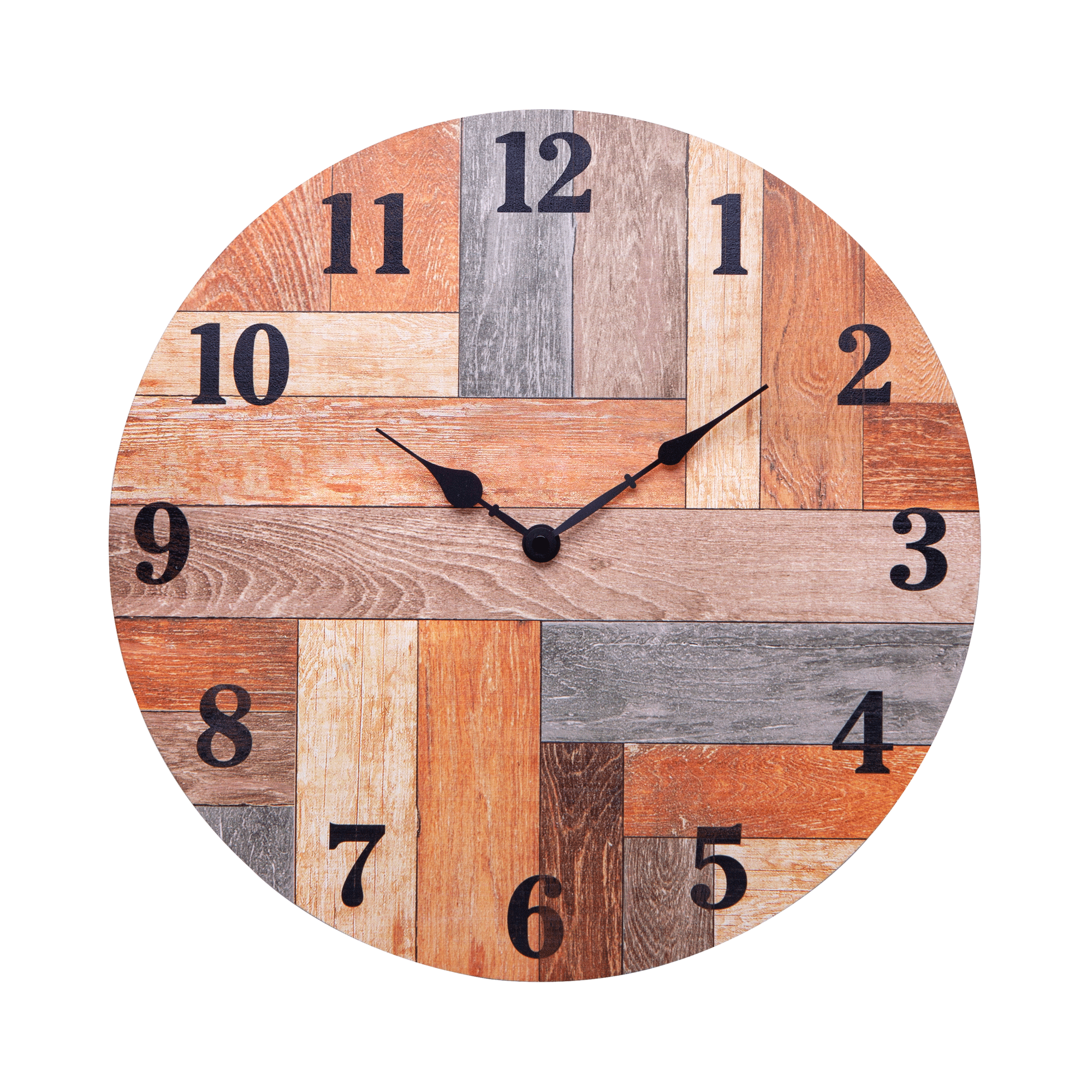 Nikky Home Wooden Wall Clock Non-Ticking Round 15.75 Inches Diameter