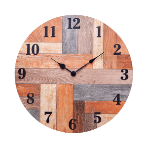 Nikky Home Wooden Wall Clock Non-Ticking Round 15.75 Inches Diameter