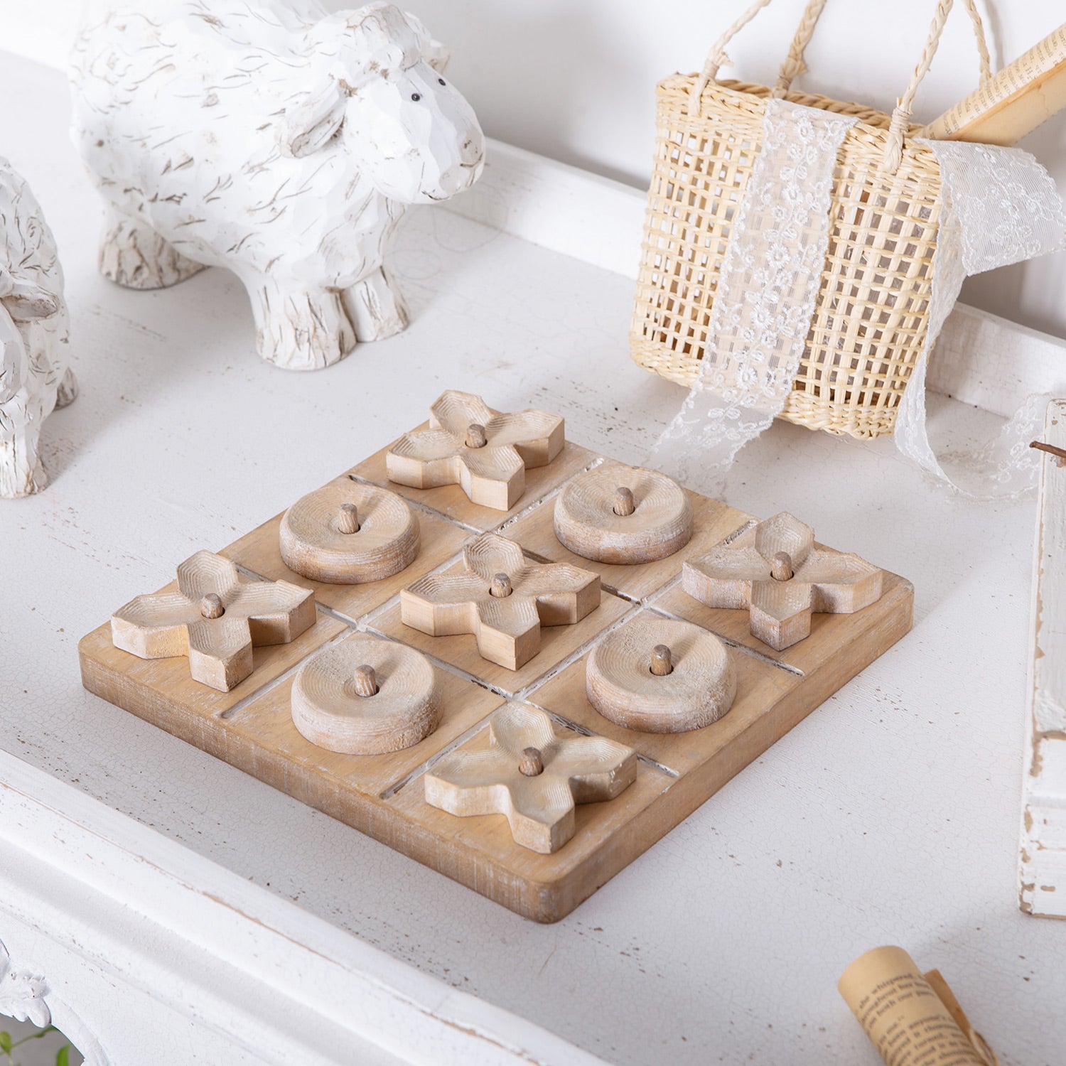 Wooden Board Game Tic Tac Toe - Nikky Home