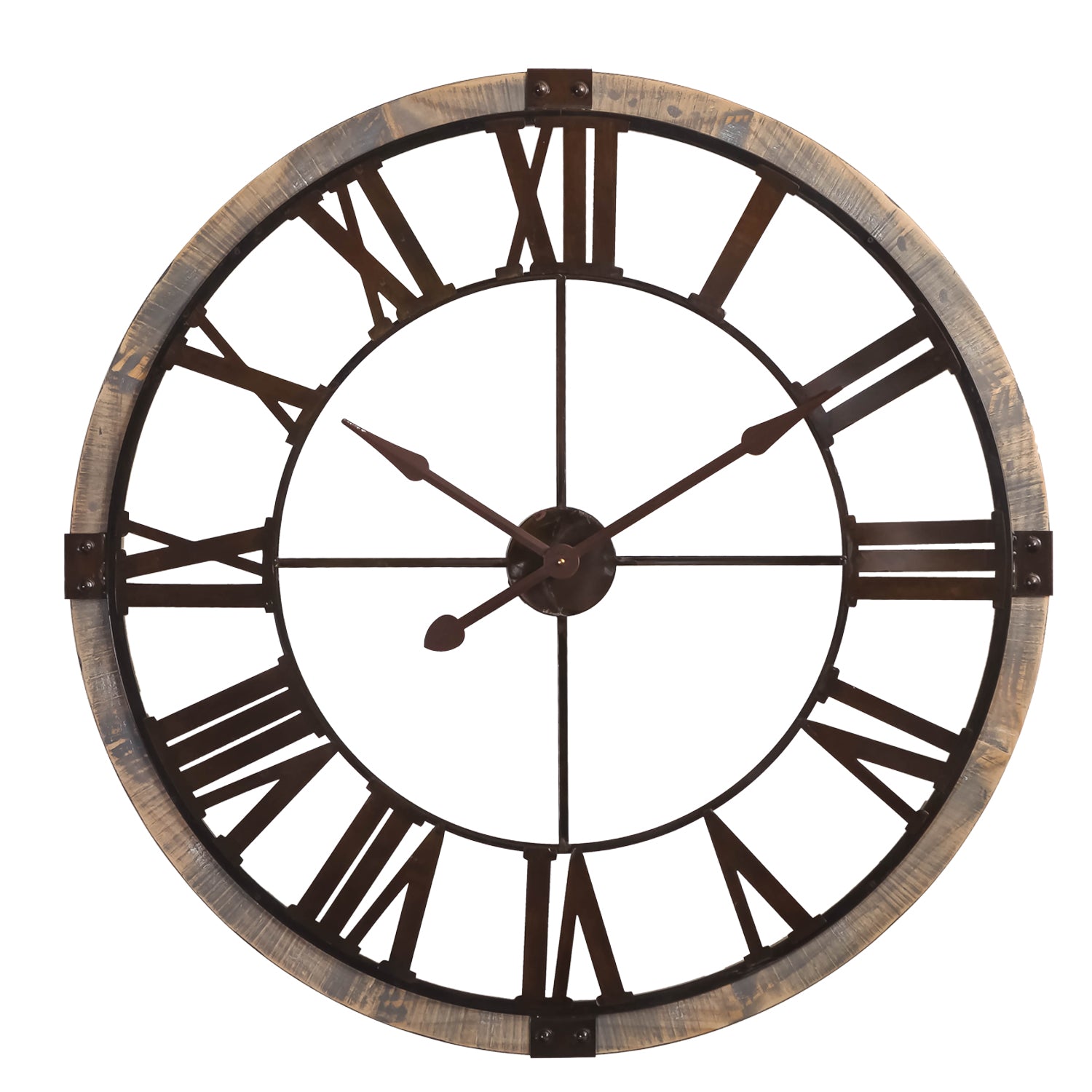 Nikky Home Large Wooden Hanging Clock Farmhouse Style 38.58 Inches Diameter