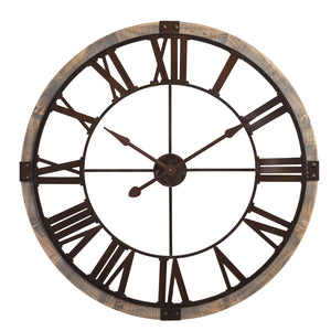 Nikky Home Large Wooden Hanging Clock Farmhouse Style 38.58 Inches Diameter