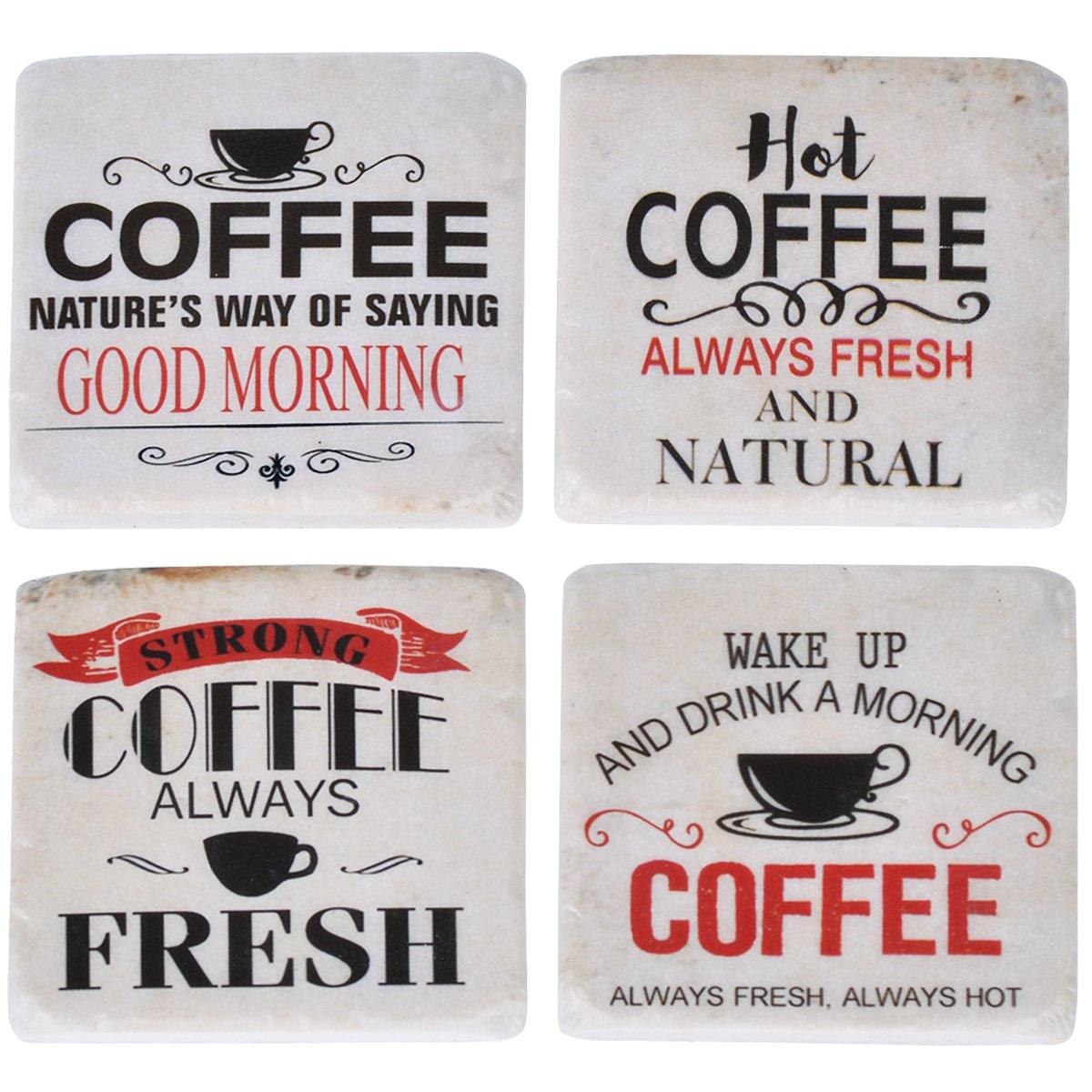 Coffee Square Coasters, Set of 4 - Nikky Home