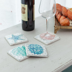 Beach theme Coasters With Seashell Images - Nikky Home